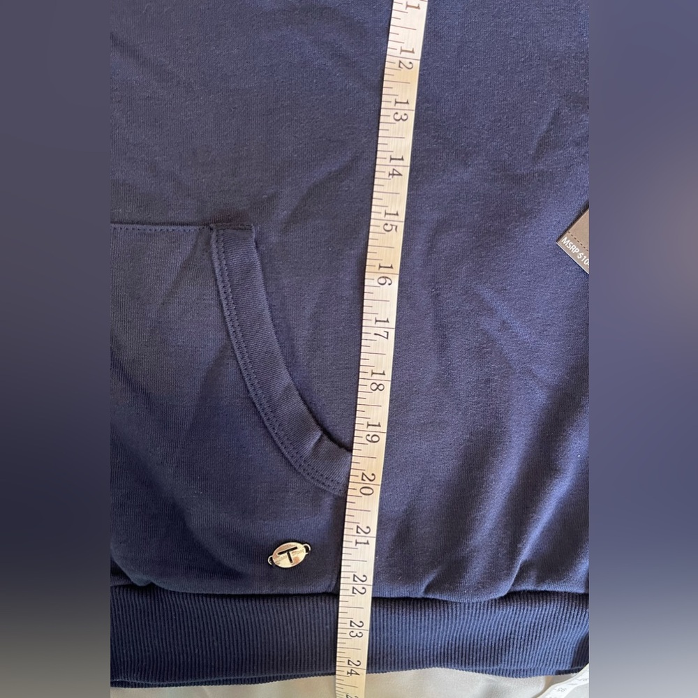 Tahari Sport Size:3X Women Zip Up  Hoodie Lightweight Navy 55% Cotton Pockets - Picture 6 of 12